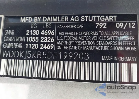 2013 Mercedes-Benz E 350 из США, поврежденный, VIN WDDKJ5KB5DF199203